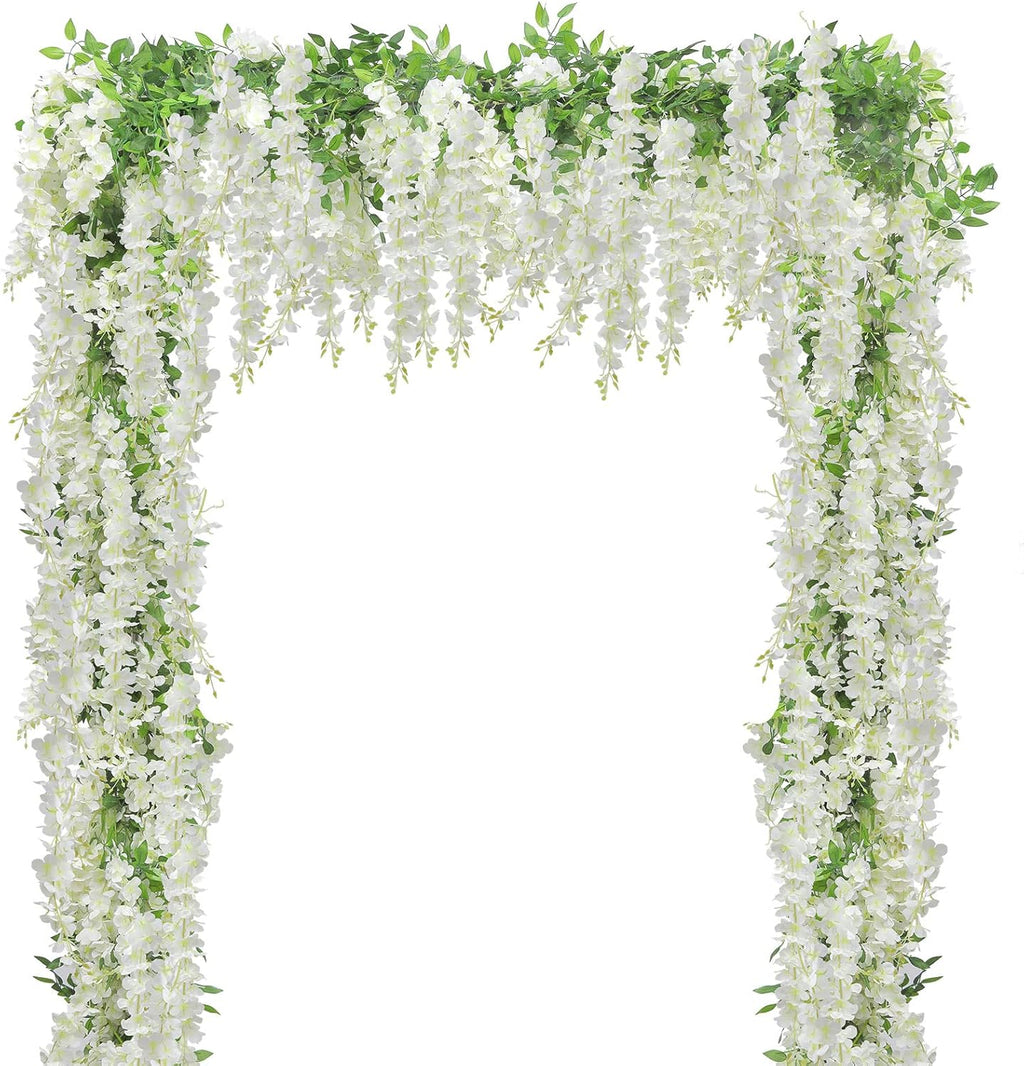 U'Artlines 10Pcs 7.2 Ft/Piece Artificial Wisteria Garland White