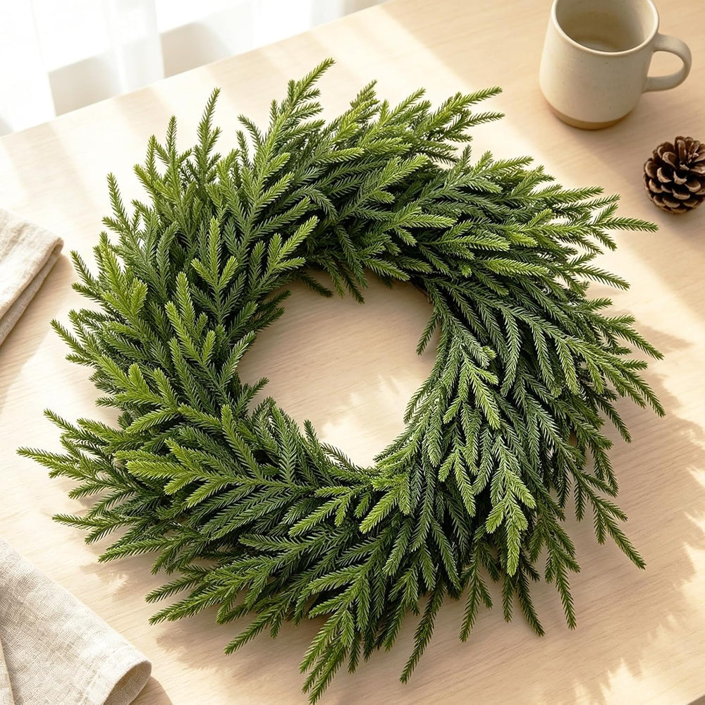 24"Realistic Artificial Norfolk Pine Christmas Wreath for Front Door