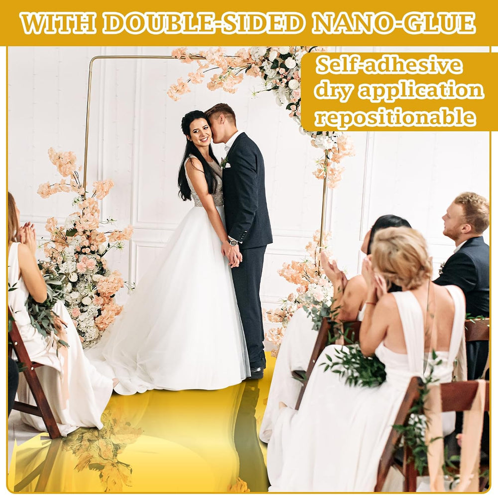 Tinideya 3.3 x 98.4 ft Mirror Rug Aisle Runner for Wedding Ceremony, Gold