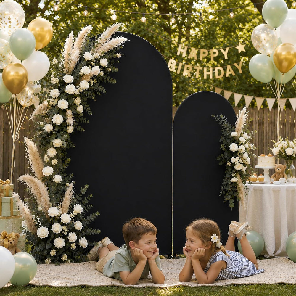 Thick Arch Backdrop Cover 7.2 & 6FT, Black Spandex Chiara Arch Covers Str...