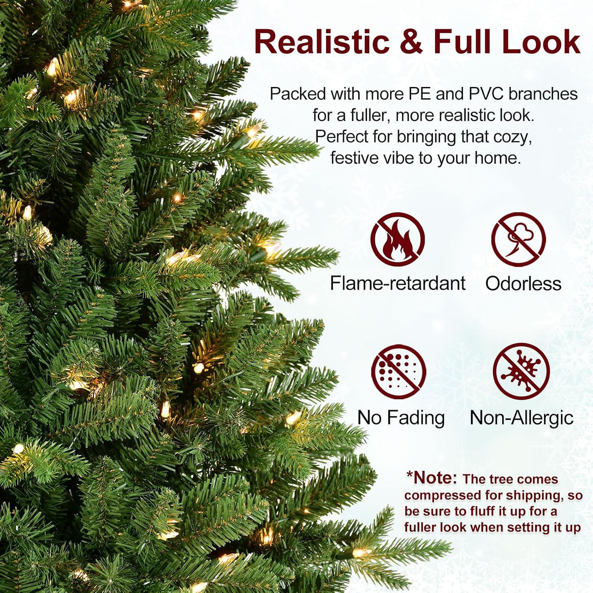 Treepool 7FT Prelit Artificial Christmas Tree, 2272 PE/PVC Tips, 500 Lights