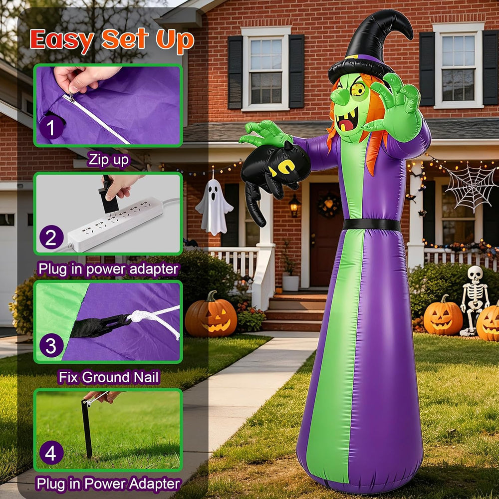 12 FT Giant Halloween Inflatables Witch Outdoor Decoration-Huge Blow Up Spook...