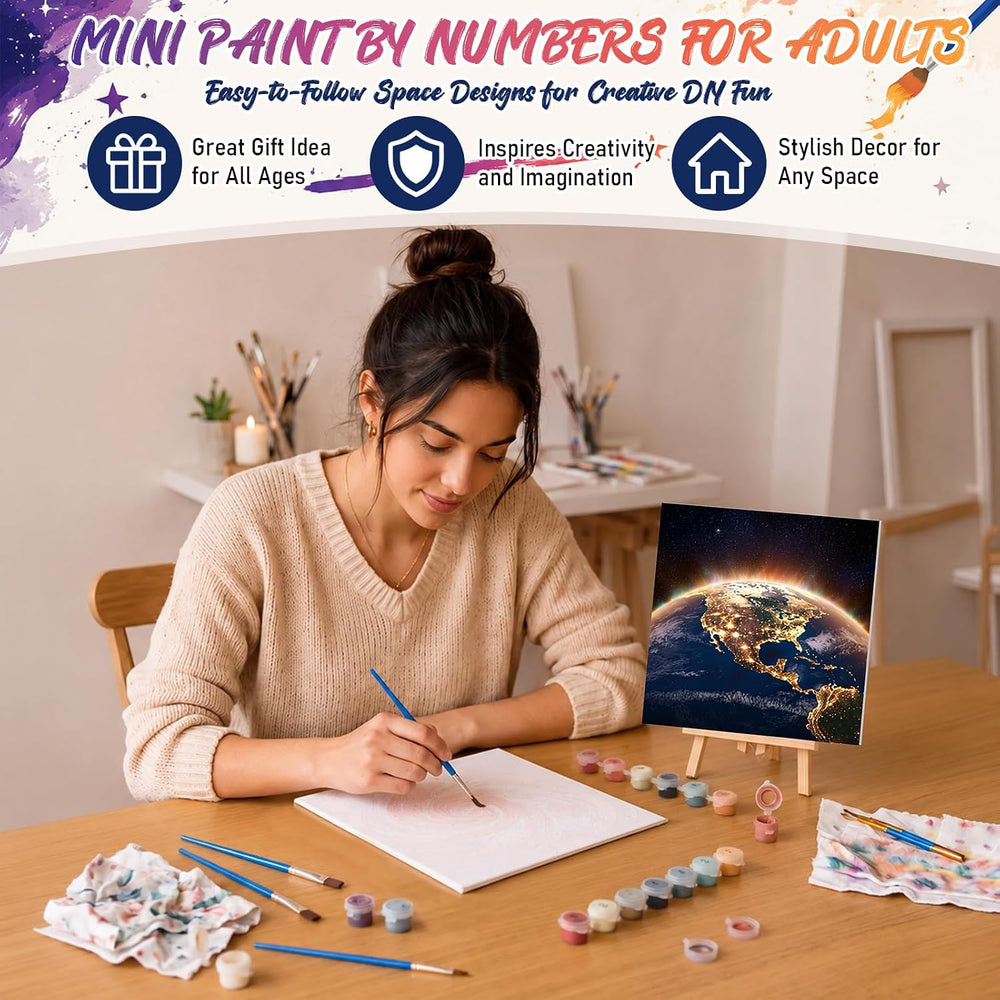 Nezyo 12 Sets Paint by Numbers for Adults with Frame, 8x8 Inch Canvas