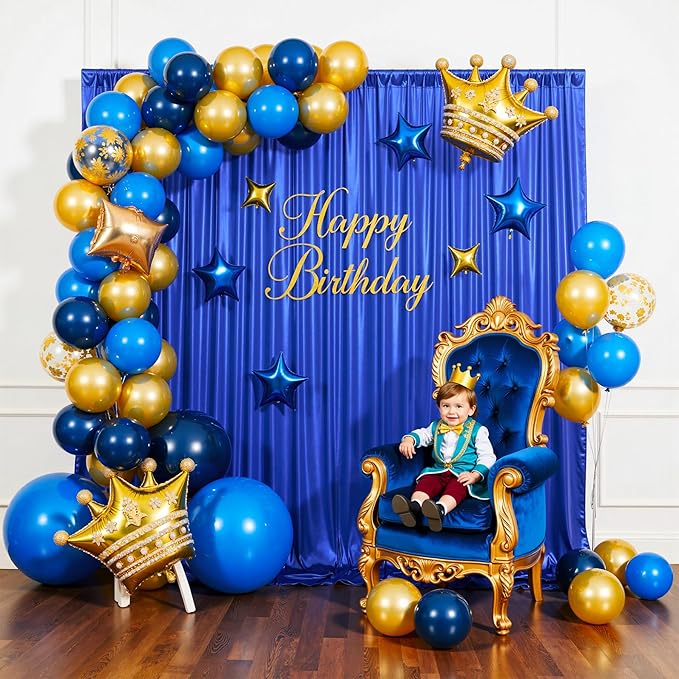 gogoparti 10x10FT Sapphire Blue Sequin Backdrop Curtain - 2 Panels of 5x10FT Wrinkle-Free Glitter Drapes for Photography, Birthdays, Weddings & Graduations