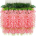 Wisteria Hanging Flowers,Fake Hanging Flowers Wisteria artificiales Garland for Home Wedding Arch Floral Party Garden Ceremony Outdoor Decor,3.6 feet Long(36,Pink) (36 Pack)
