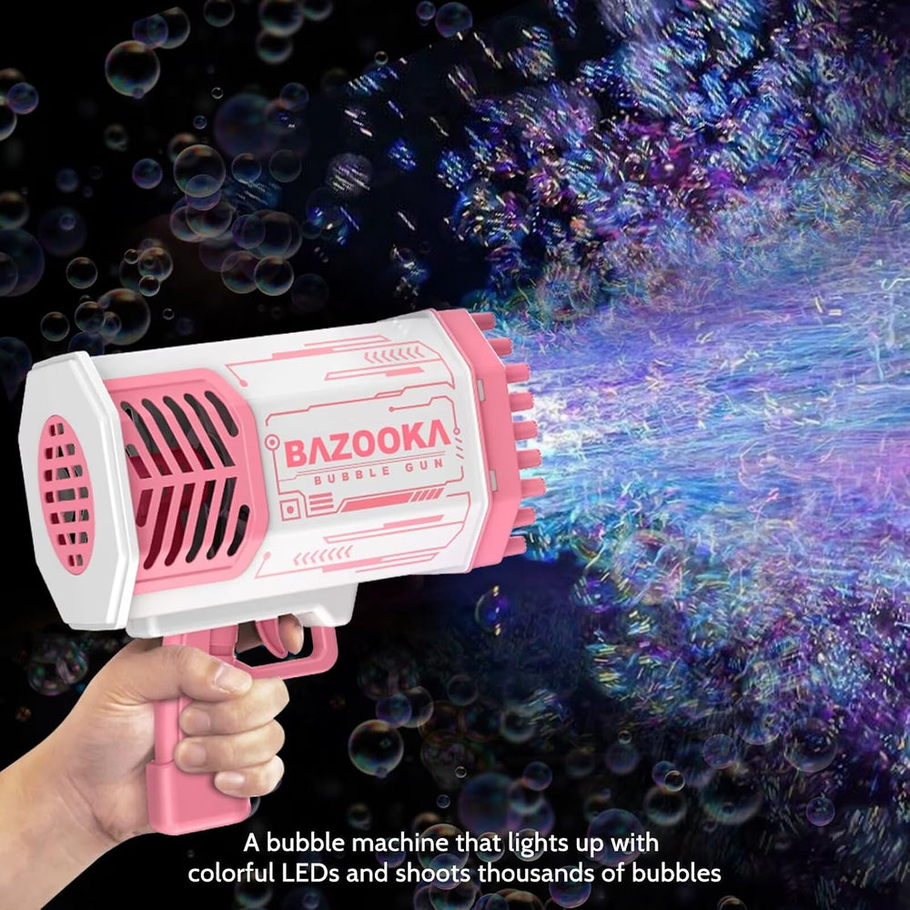 Deserthome Bubble Gun, Pink Bazooka Bubble Machine with Bubble Solution