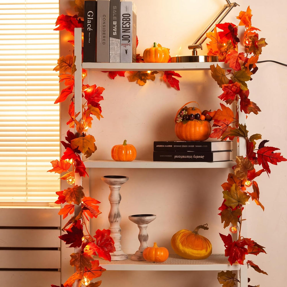 2 Pack Fall Maple Leaves Thanksgiving Garland 11.5ft, Colorful