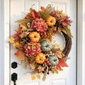 Fall Wreaths for Front Door, Artificial Pumpkin Hydrangea Autumn Wreath