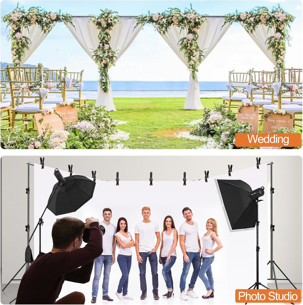 FUDESY Backdrop Stand Heavy Duty, 10x30ft Adjustable Photo Backdrop Stand