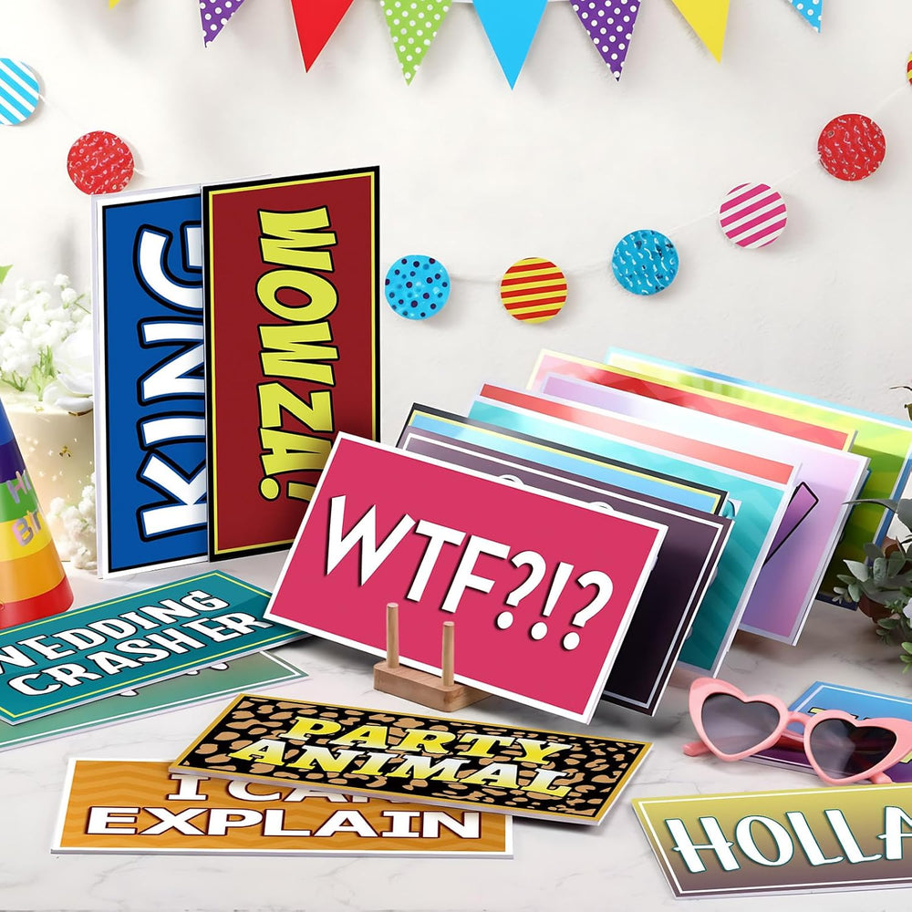 AceOrbit 64 Design Funny Photo Booth Props 32 Double Sided, Classic Style