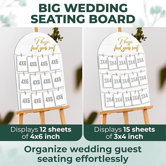 Wedding Seating Chart Board Display for Wedding Reception - Rustic Seating Chart for Reception Display, Find Your Seat Sign Wood Board Decor Ideas