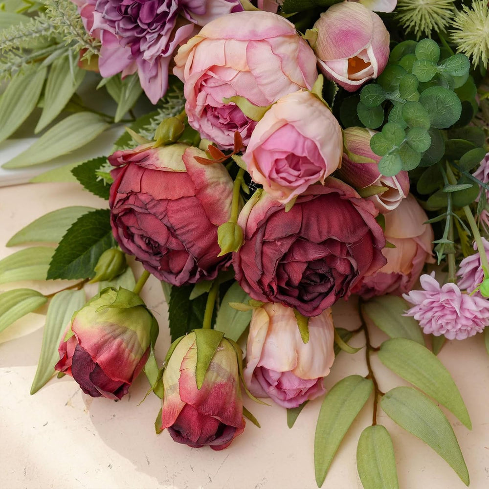 18-inch Artificial Fake Flowers Silk Flower Arrangements Faux Bouquets with R...