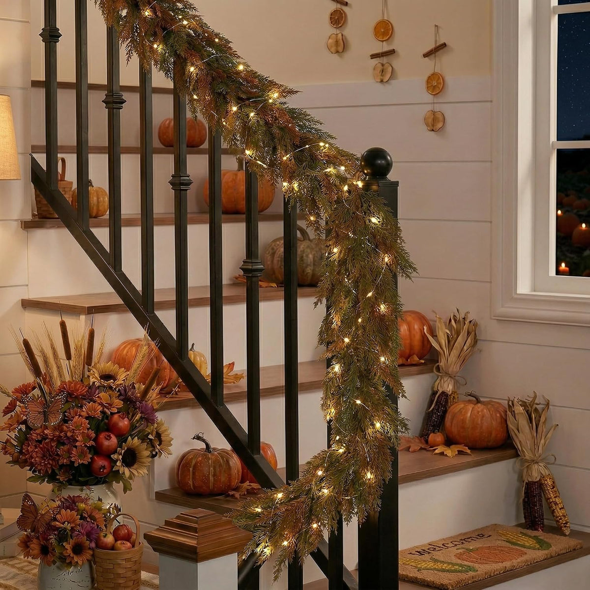 Valery Madelyn 9ft Artificial Norfolk Pine Fall Garland for Mantle