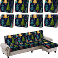 Colorful Christmas Tree Seat Cushion Cover Set, Holiday Painted Tree Sofa Cushion Slipcover, Stretch Couch Seat Protector with Elastic Bottom,8PC