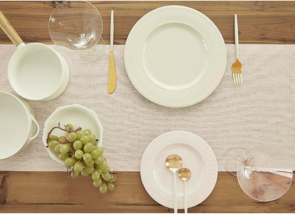 Solino Home 100% Pure Linen Table Runner Natural Long, Athena 14 x 120 in