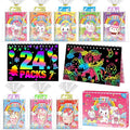 ZMLM Rainbow Scratch Party Favors Kids: Birthday Gifts Toy Bulk Scratch Art Notebook 24 Pack Birthday Goodie Bags Stuffers Girls Boys Art Craft Pad Classroom Prizes School Teacher Supplies (Unicorn)