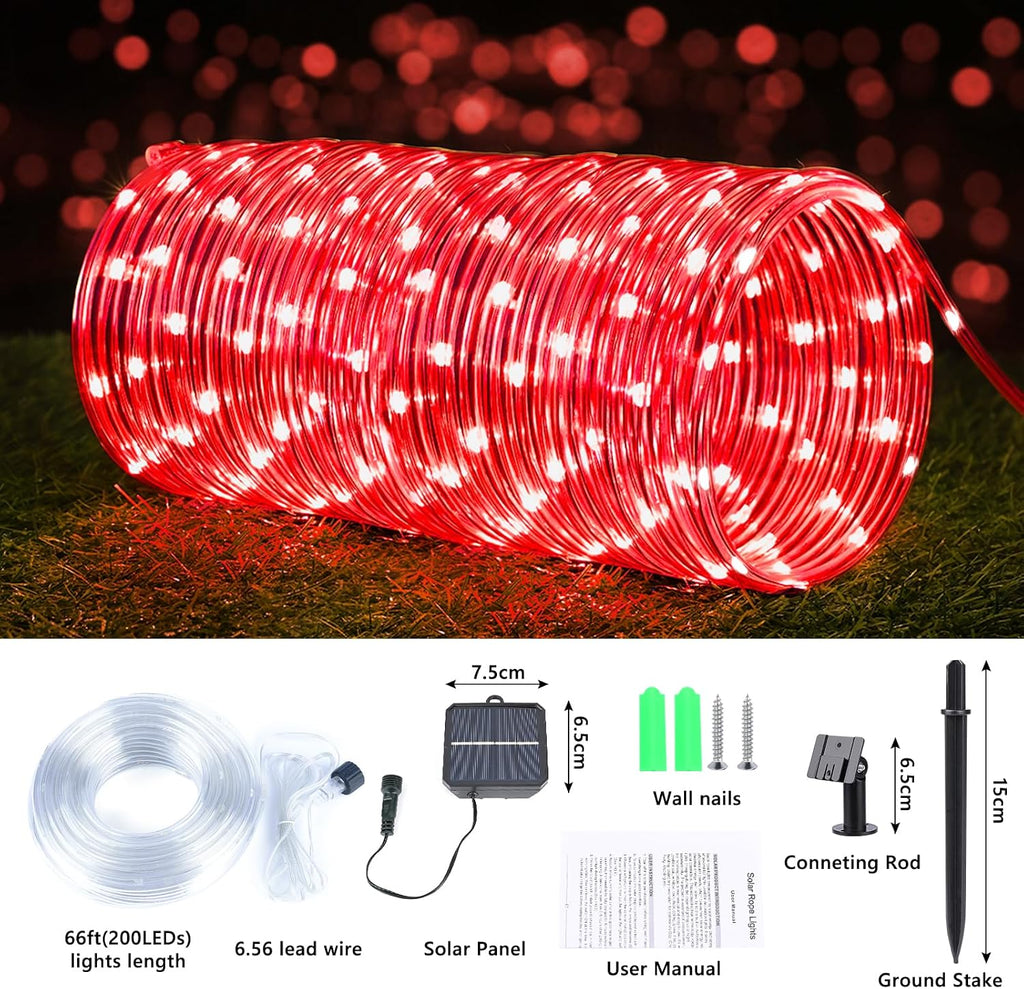 solar rope lights, 2 packs total 132ft 400led, close-up detail
