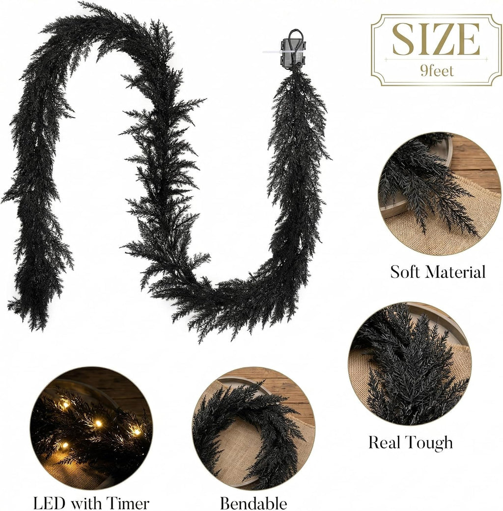 Valery Madelyn 9ft Artificial Norfolk Pine Halloween Garland for Mantle
