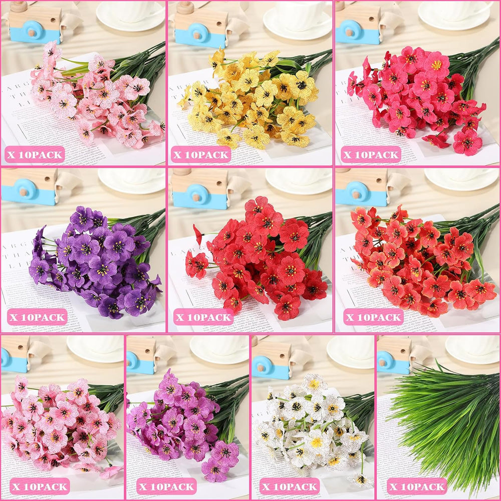 Lyrow Violet Artificial Flowers, Cluster, Classic Colors