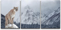 SIGNFORD Canvas Print Wall Art Set Mountain Lion in the Snowy Forest Animals Wilderness Mixed Media Modern Art Contemporary Scenic Dramatic Cool for Living Room, Bedroom, Office - 24"x36"x3