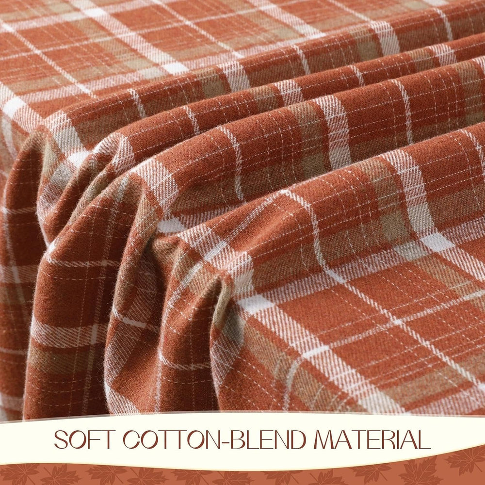 Romanstile Fall Checkered Tablecloth Rectangle, 60 x 120 Inch, Orange