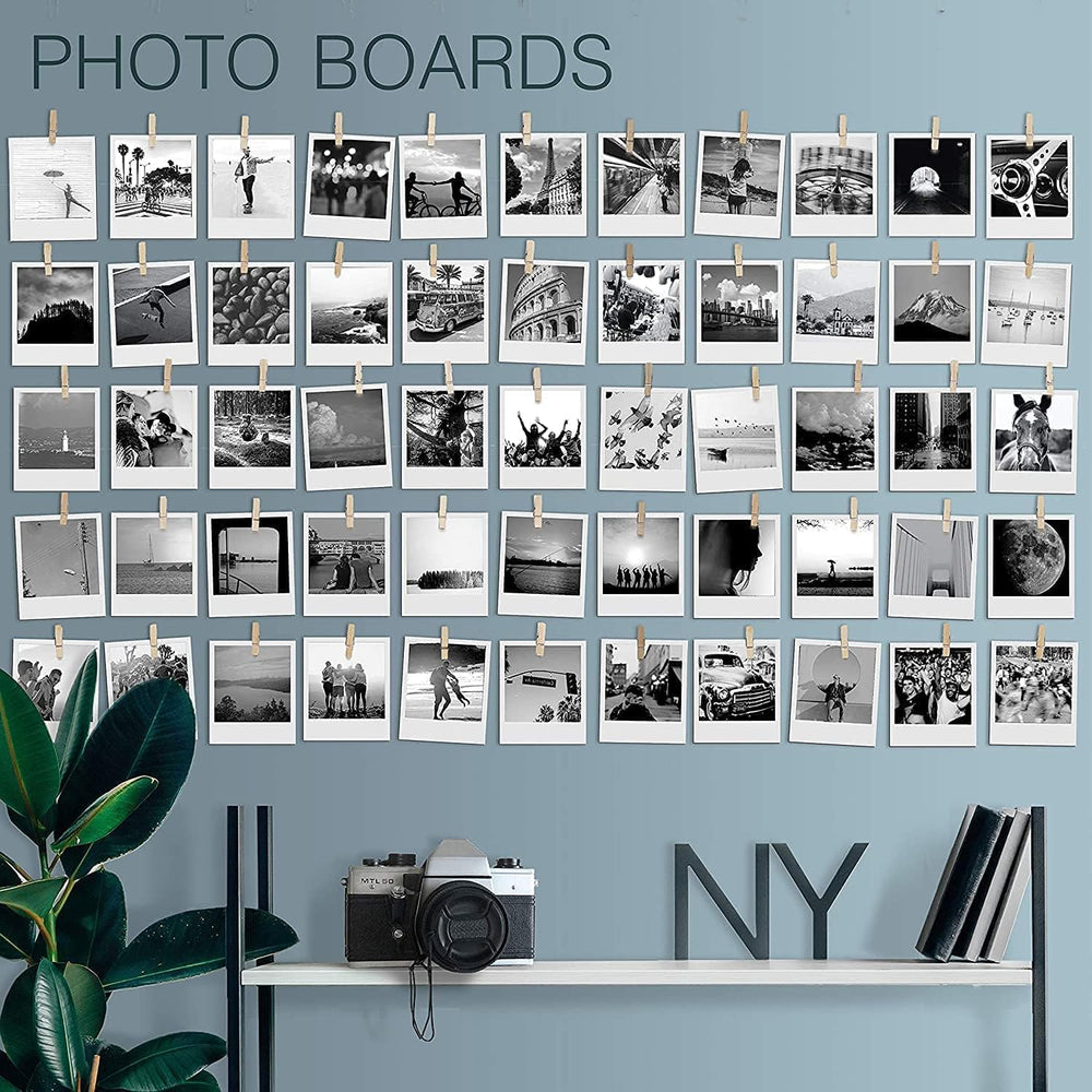 100 Pack Mini Self Adhesive Clips for Pictures - Wood Clip Photo Holders for ...