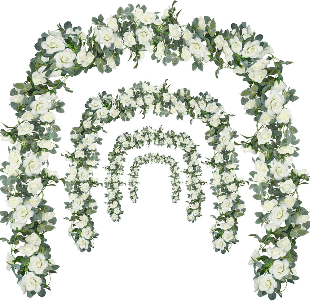 Flower Garland Rose Vine 4Pcs 28FT Artificial Floral Garland with Green Leave...