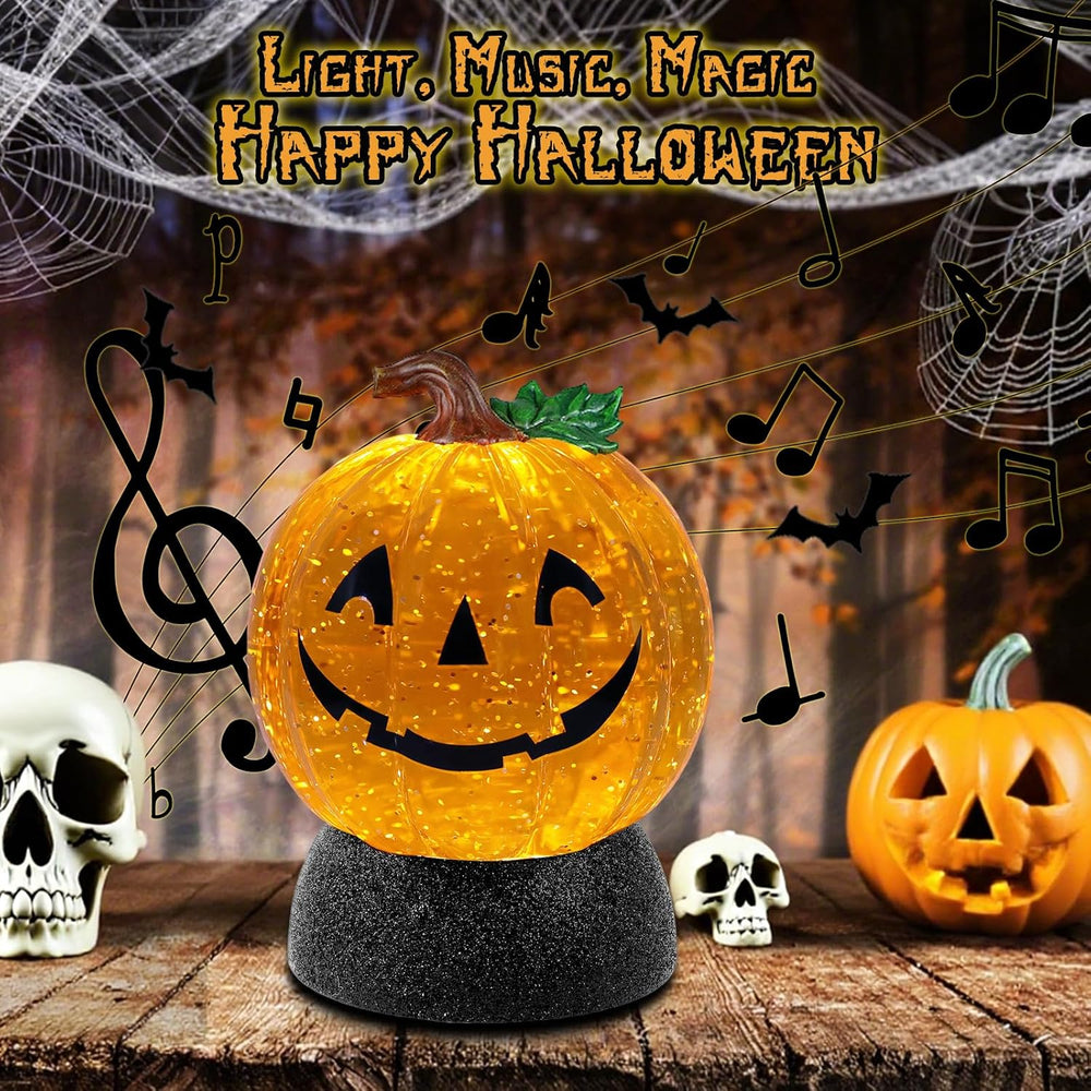 Halloween Snow Globe Lantern Pumpkin Lighted Halloween Snow Globes Battery Op...