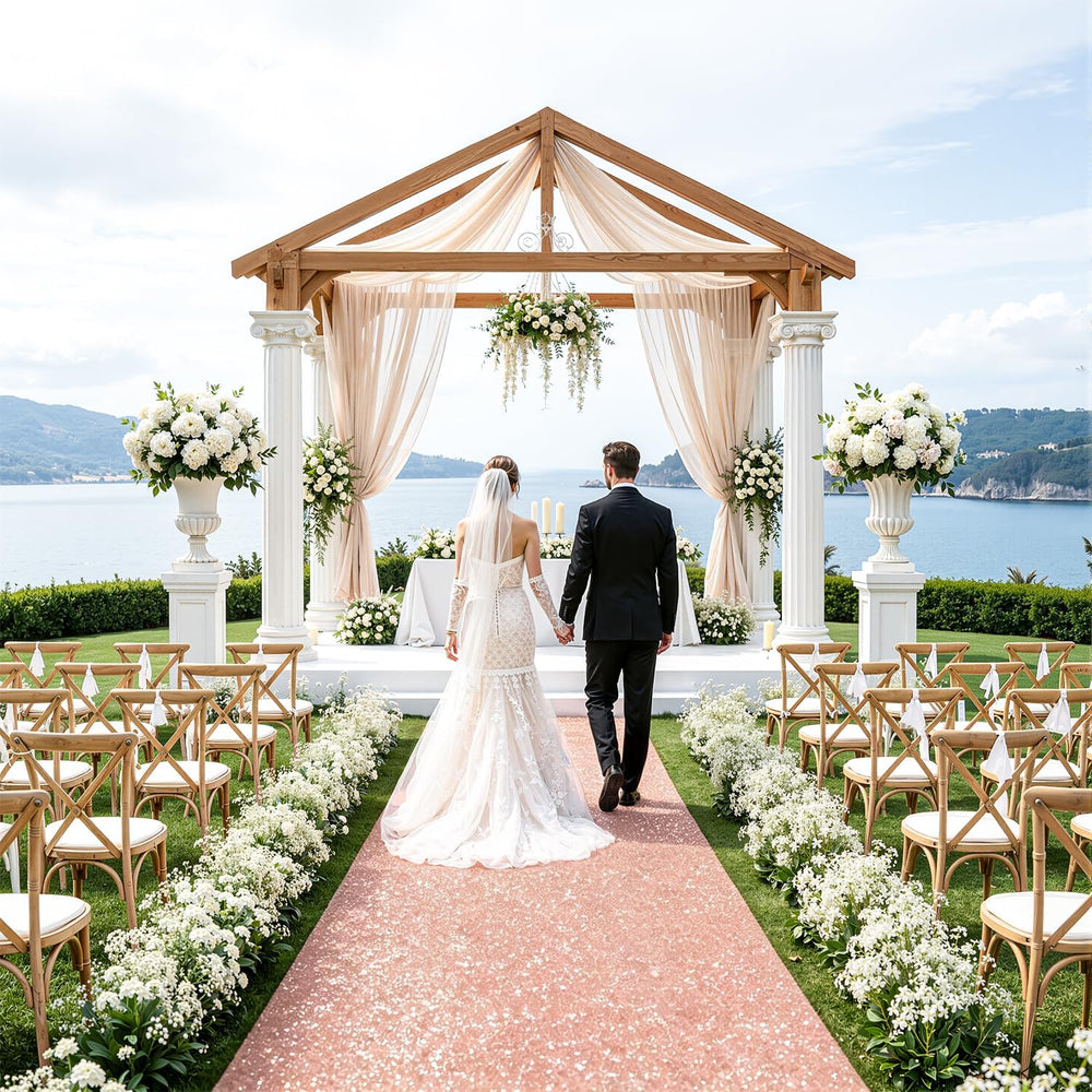 Rose Gold Carpet Runner Sequin Aisle Runner for Wedding Ceremony 4FTx15FT Gli...