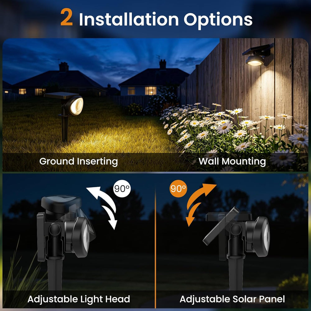 IP67 Solar Lights Outdoor Waterproof, 2CCT & RGB Landscape Lights, 4 Pack