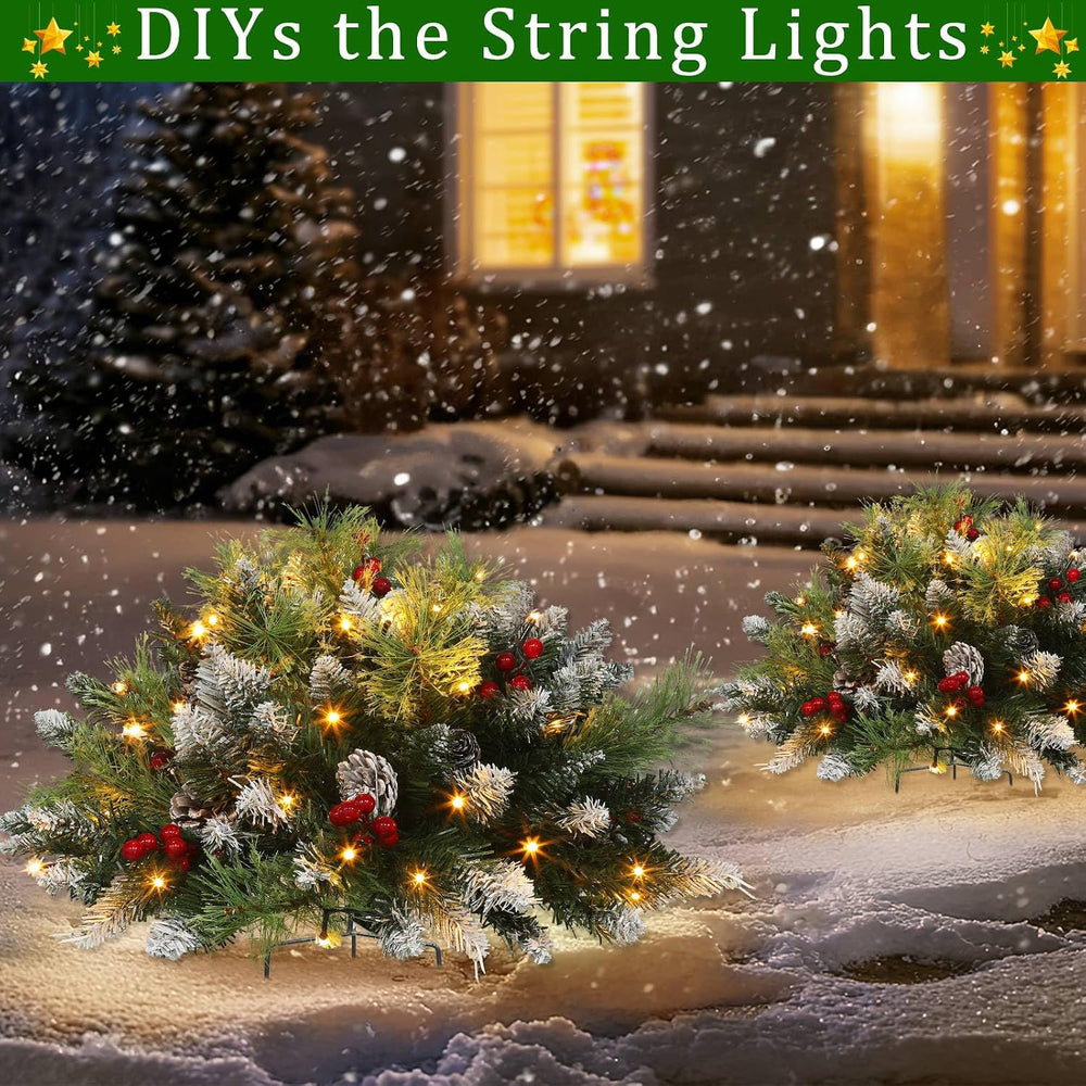 2Pack Artificial Outdoor Christmas Tree Urn Filler Yard Porch Decorations