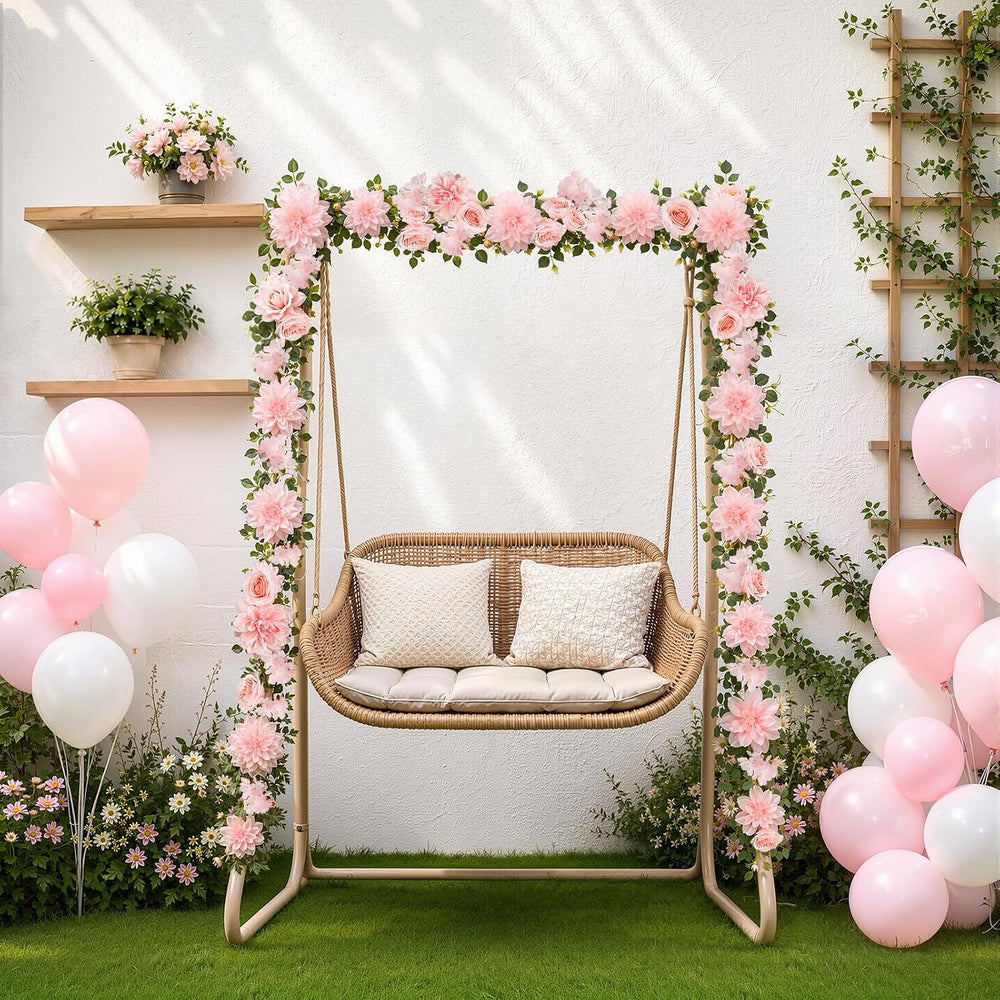 Findosom Total 12.4Ft Artificial Flowers Garlands for Decoration, Pink
