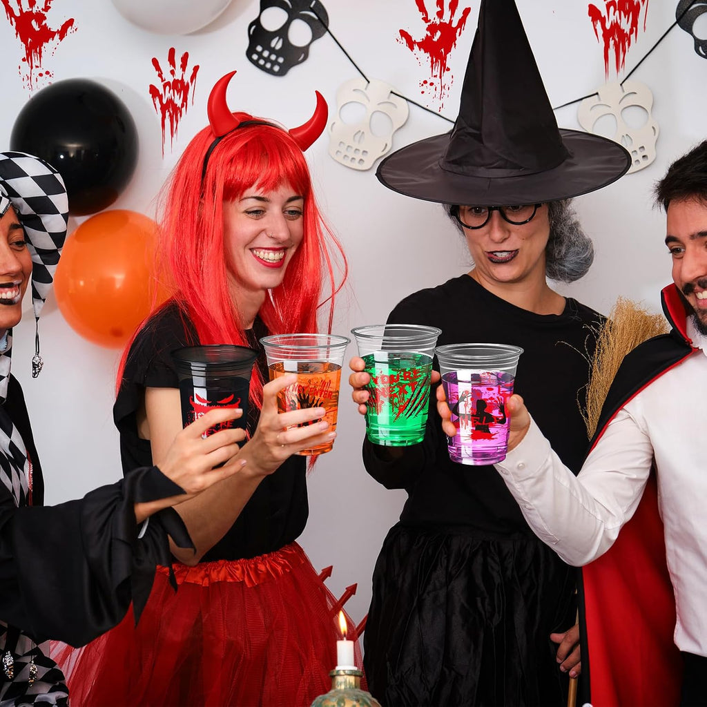 Sliner 120 Pack Halloween Cups 16 oz Bloody Hand Print Plastic Cups