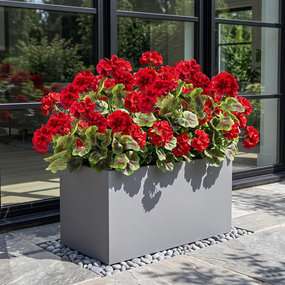 lovemoon 16 Pcs Artificial Geraniums for Outdoor Christmas Decor, Red