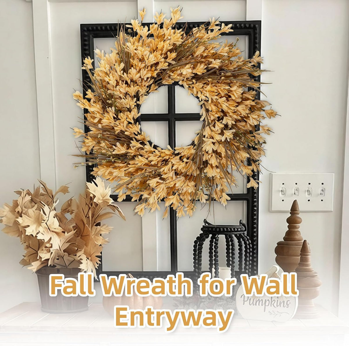 26-28" large outdoor fall wreath for front door, package contents