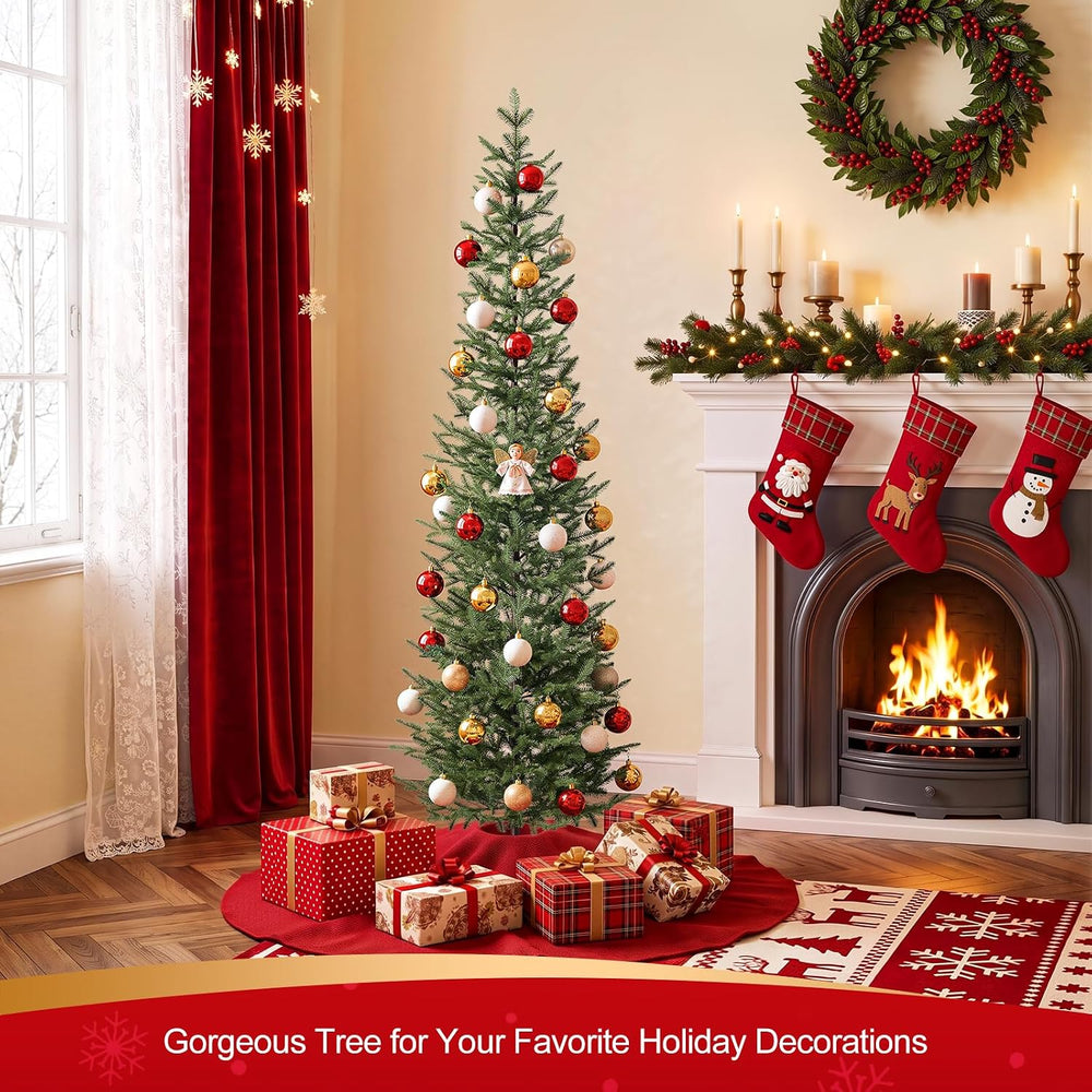 VeriNatural Unlit Pencil Slim Christmas Tree 7ft Artificial Xmas Tree