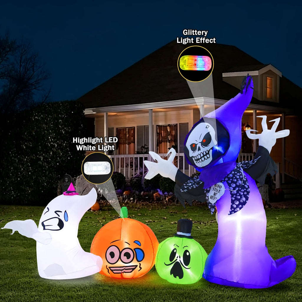 8ft long halloween inflatables outdoor decorations with built-in, side view