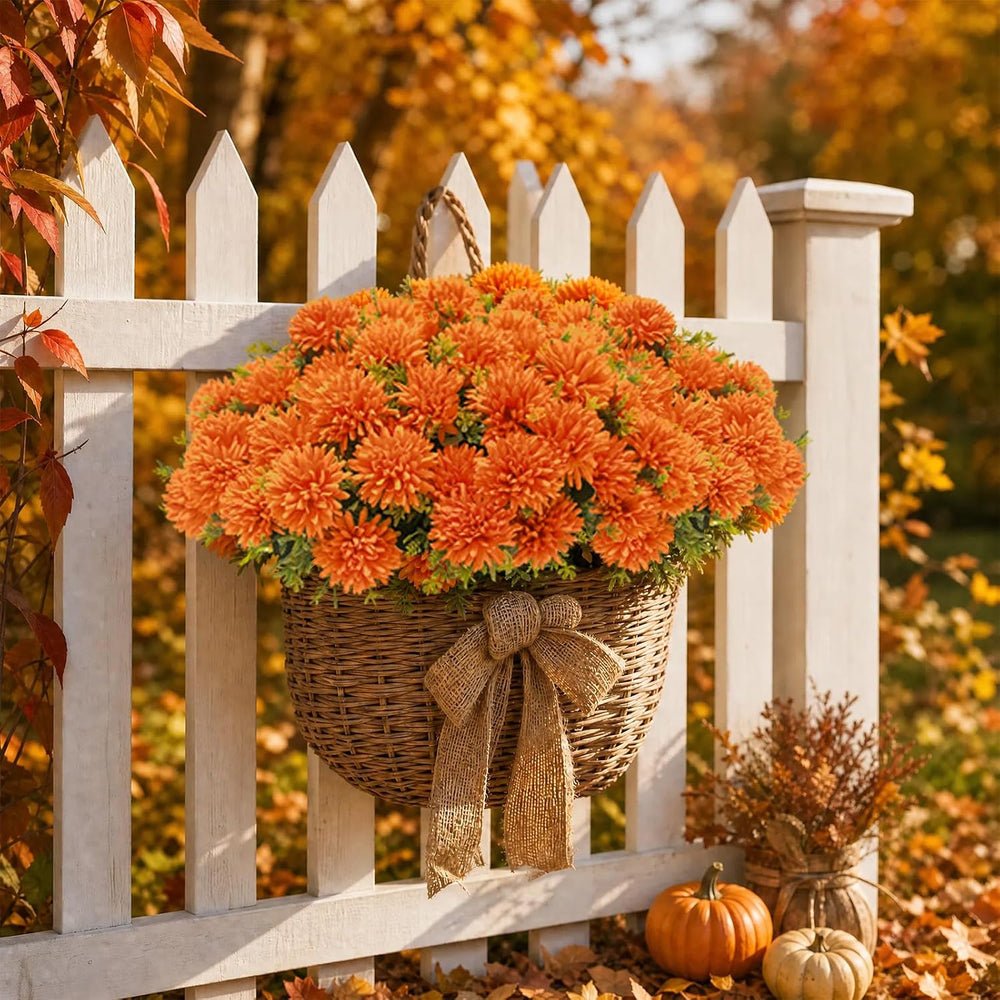 lovemoon 12 Pcs Outdoor Artificial Mum Marigold Flowers for Day of the Dead