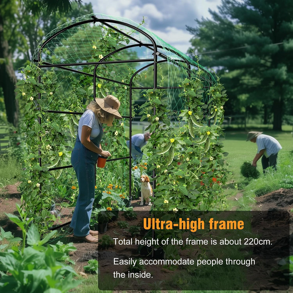 unho 87inch Garden Trellis Arch: for Climbing Plants with Net Metal