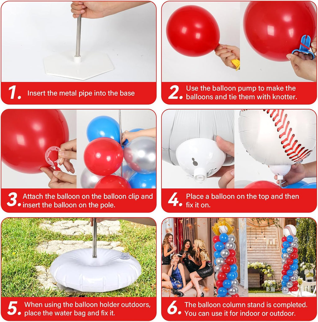 2 Set Baseball Balloon Column Stand Adjustable Baseball Glove Balloon Decor