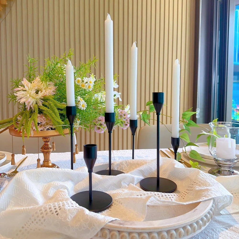 Black Candlestick Holders, Metal Taper Candle Holders,Bulk Set of 15