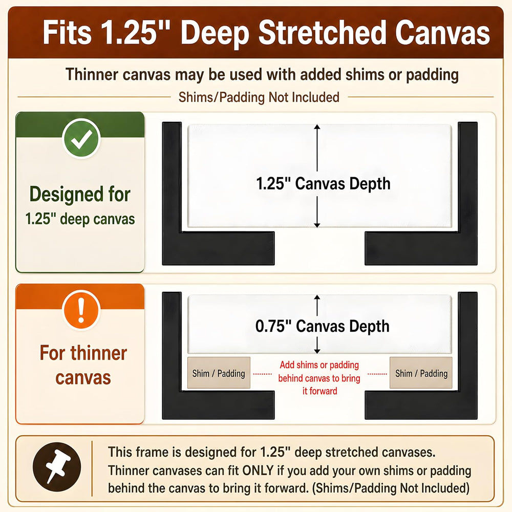 24x36 Inch Canvas Floater Frame for 1–1.25" Deep Canvas, Dark Brown