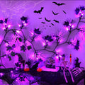 9Ft Lighted Halloween Garland Decorations Indoor, 66 LED Purple Lights Willow Vine Twig Black Halloween Garland with 8 Mode & Timer, Battery Operated Halloween Decor for Mantel Fireplace Home
