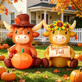 6 FT Fall Inflatable Highland Cow Couple with Pumpkin & Welcome Fall Sign