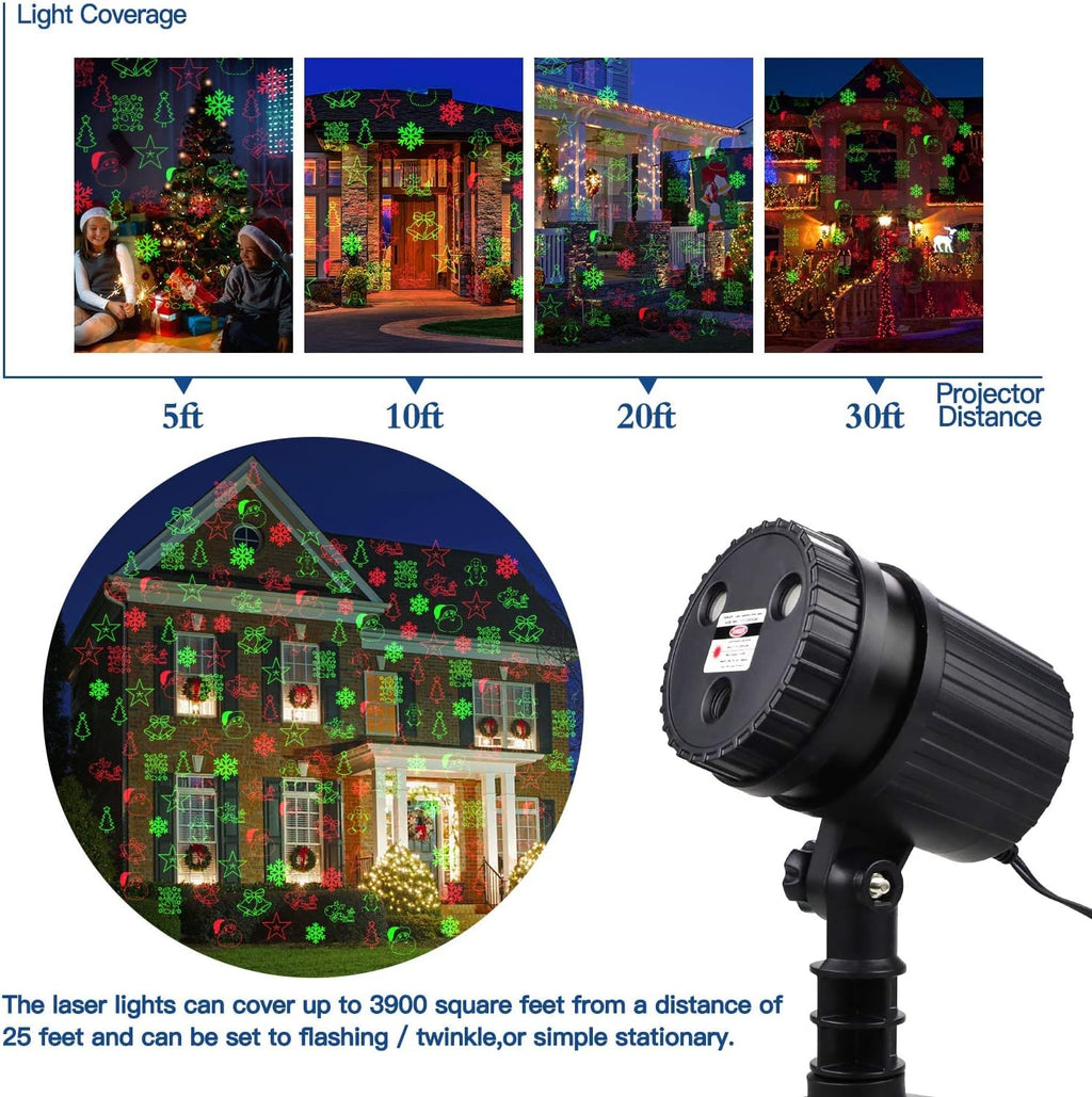 christmas laser projector lights, 8 patterns led projection, close-up detail