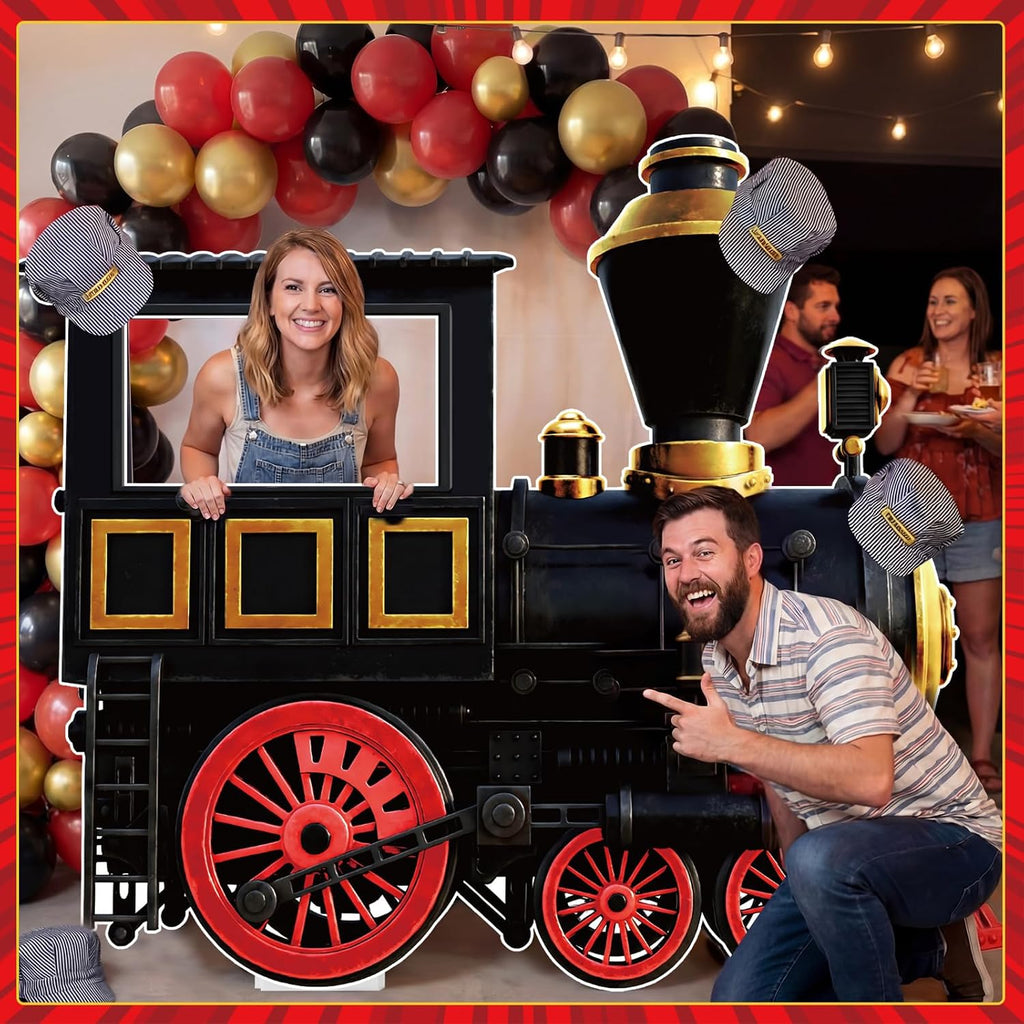 Capoda Life Size Cardboard Cutout Standee 43x59 in, Kt Foam Board Locomotive Photo Booth Prop, 2 Support Brackets and 2 Double-Sided Tape, Easy Assembly for Party Birthday Event Decor(Side of Train)