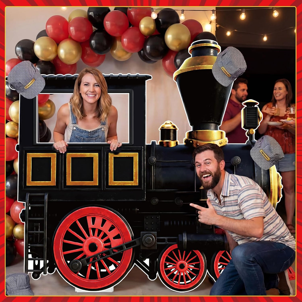 Capoda Life Size Cardboard Cutout Standee 43x59 in, Kt Foam Board Locomotive Photo Booth Prop, 2 Support Brackets and 2 Double-Sided Tape, Easy Assembly for Party Birthday Event Decor(Side of Train)