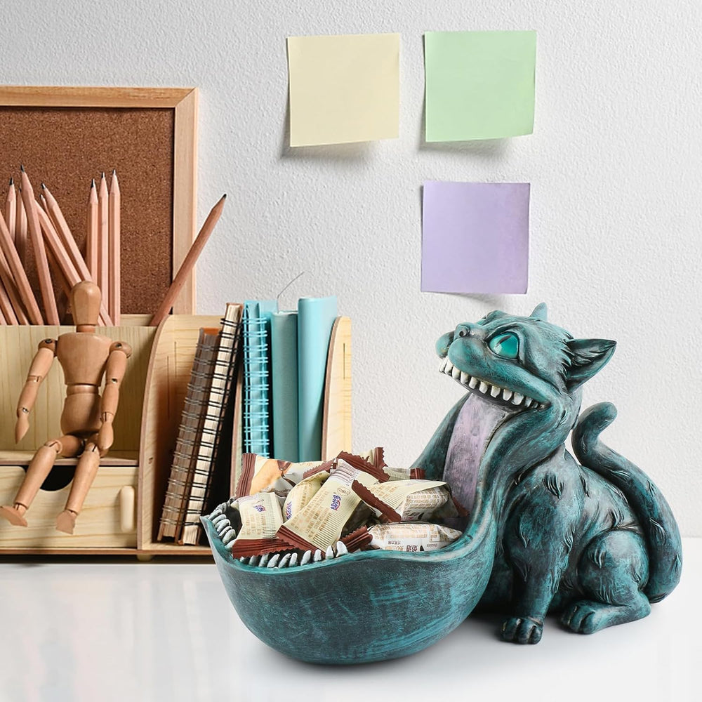 Cat Candy Bowl Cheshire Cat Statue Large Candy Dish for Office Desk Key Bowl ...