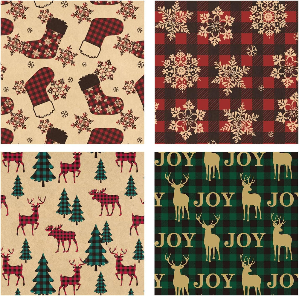RUSPEPA Christmas Wrapping Paper Rolls with Tags, Jute String and Gift Wrap B...