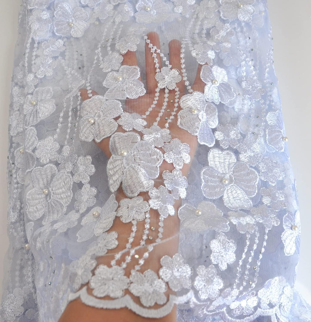 african lace fabric 5 yards beading rhinestones for, close-up detail